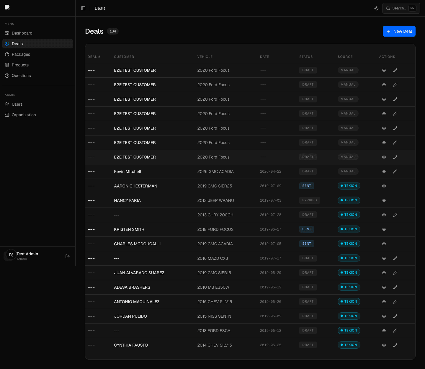 MavenFi DMS deals list with live status